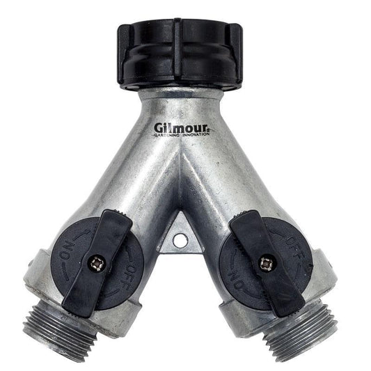 Gilmour Metal Full Flow Y Connector W/Shut Off Grow Organic