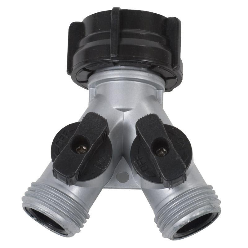 Gilmour Metal Y Connector with Shut Off Grow Organic
