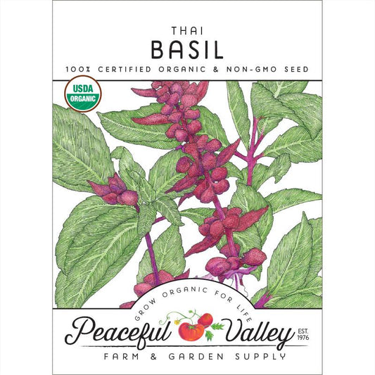 Organic Basil, Thai (pack) - Grow Organic Organic Basil, Thai (pack) Herb Seeds
