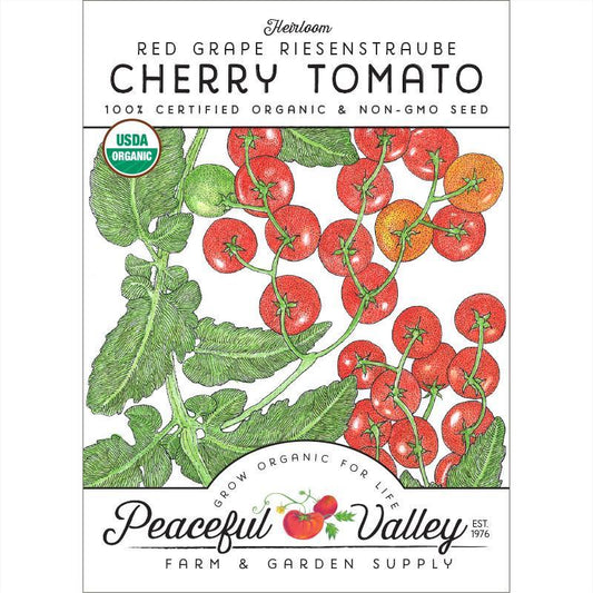 Red Grape Riesenstraube Cherry Tomato Seeds (Organic) Peaceful Valley
