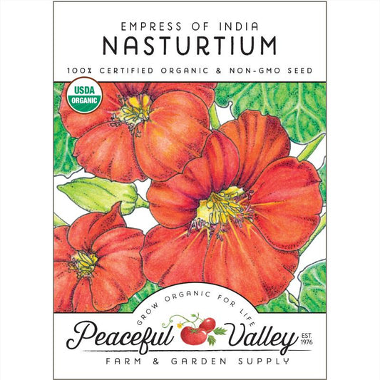 Organic Nasturtium, Empress of India from $3.99 Organic Nasturtium, Empress of India Flower Seeds