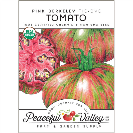 Organic Pink Berkeley Tie-Dye Tomato from $3.99 Pink Berkeley Tie-Dye Tomato Seeds (Organic) Vegetable Seeds
