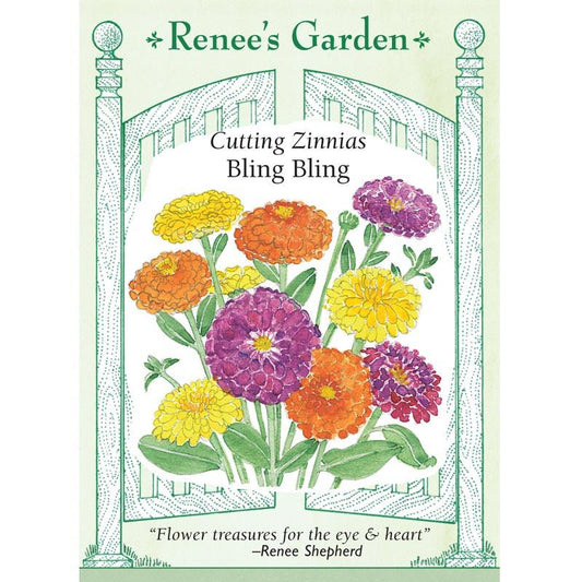 Renee's Garden Cutting Zinnia Bling Bling - Grow Organic Renee's Garden Cutting Zinnia Bling Bling Flower Seed & Bulbs
