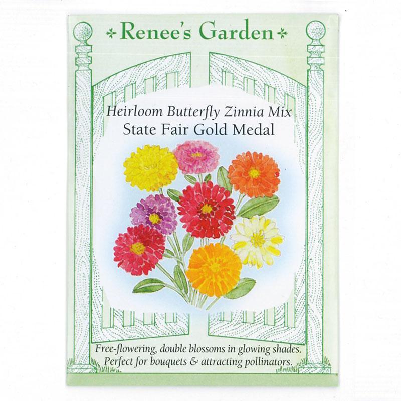 State Fair Gold Medal Butterfly Zinnia Flower Seed Mix Renee's Garden
