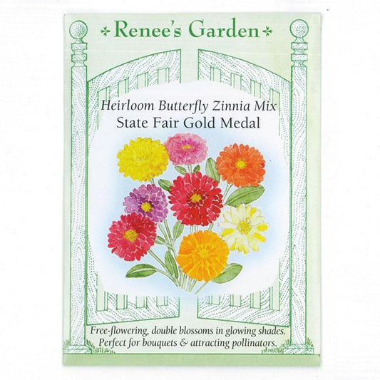 State Fair Gold Medal Butterfly Zinnia Flower Seed Mix Renee's Garden