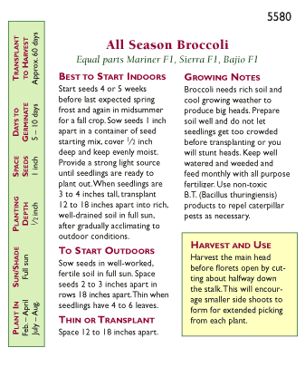 All Season Broccoli Blend Seed Mix Renee's Garden