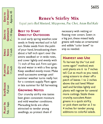 Renee's Stir-fry Pan Pacific Greens Seed Mix Renee's Garden