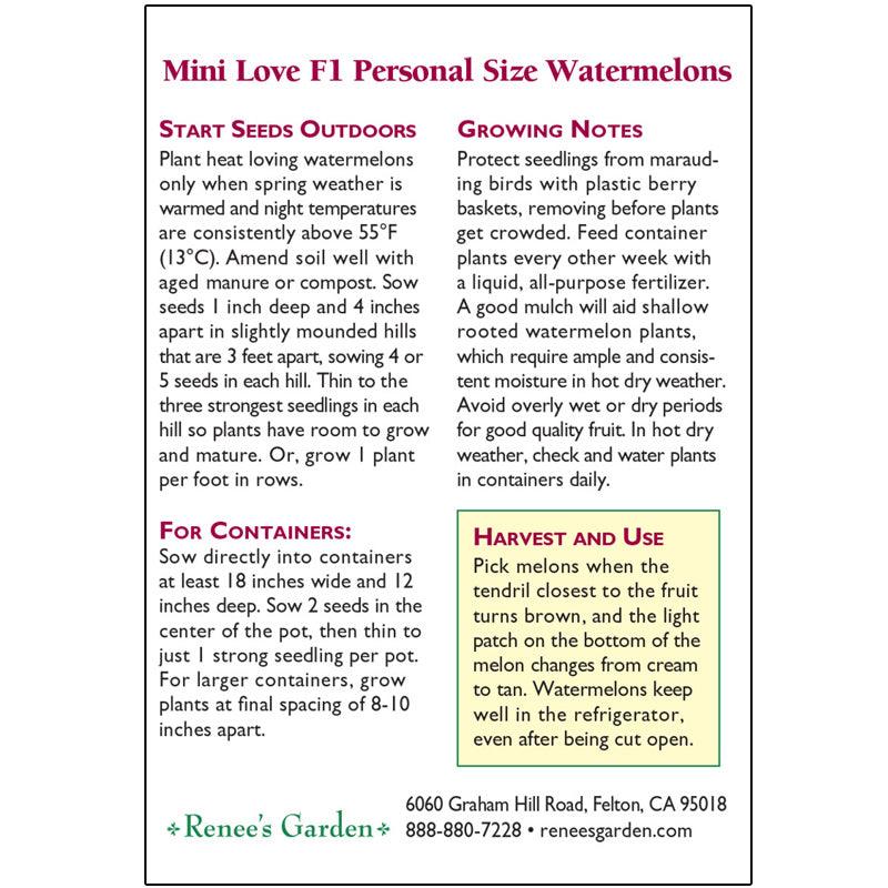 Mini Love Personal Watermelon Seeds Renee's Garden