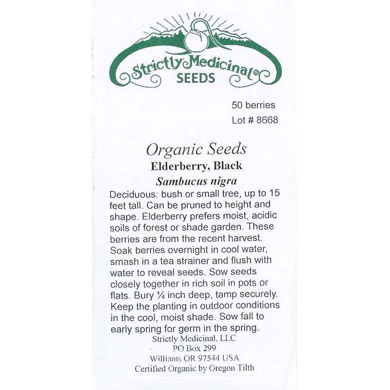 Strictly Medicinal Organic Black Elderberry - Grow Organic Strictly Medicinal Organic Black Elderberry Herb Seeds