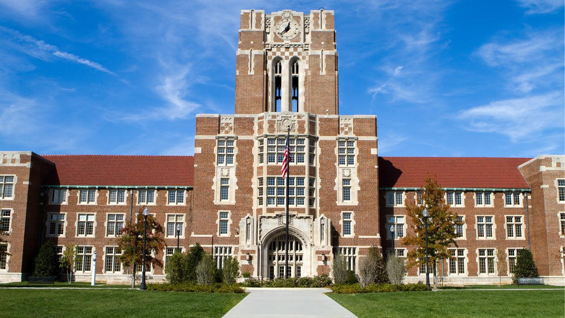 University building under a blue sky