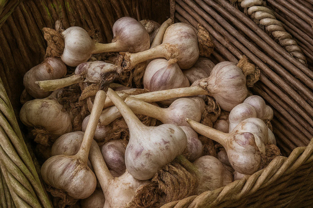 Seed garlic bulbs prepared for vernalization before planting