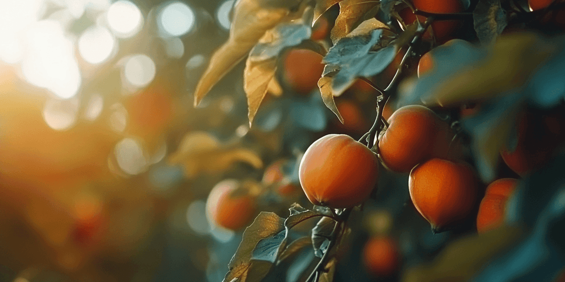 Ripe persimmons illustrating complete tree-growing guidance