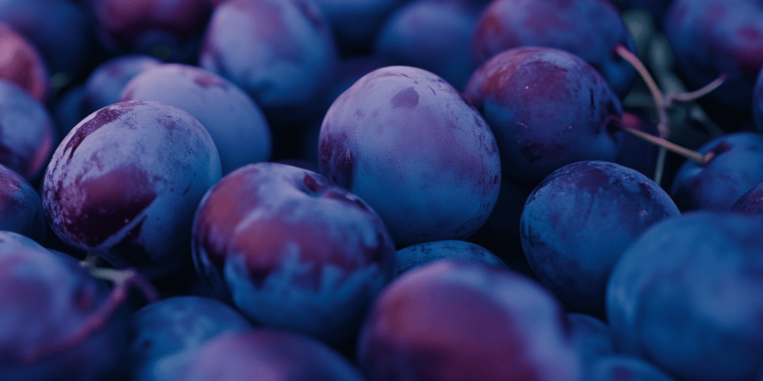 Pile of ripe purple plums