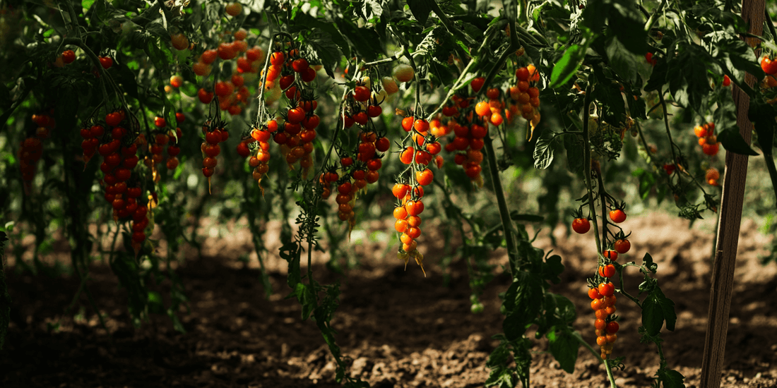 Rows of tomato plants