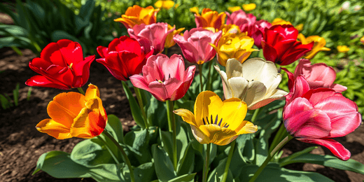 Mixed tulips in several colors