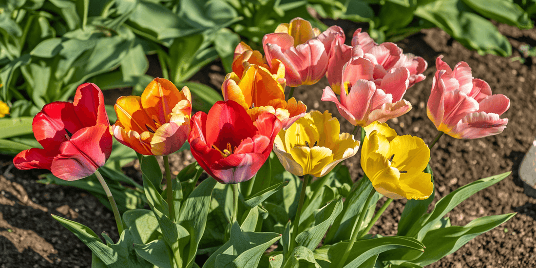 Bed of colorful tulips