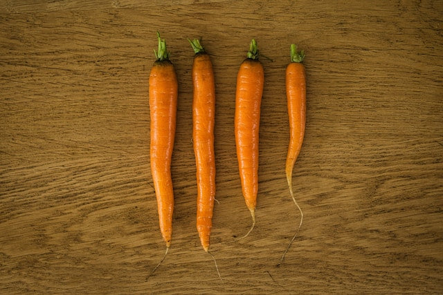 carrots on wooden table
