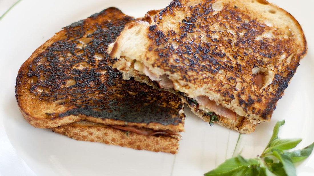 Toasted ham and cheese sandwich