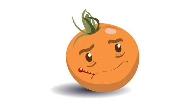 Illustration of a worried tomato