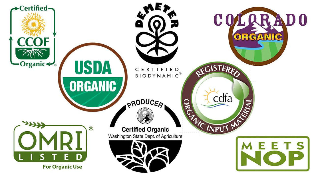 Collage of organic certification logos