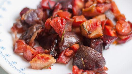 Plate of roasted root vegetables