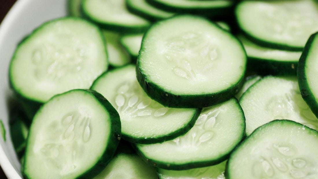 Close-up of sliced cucumbers