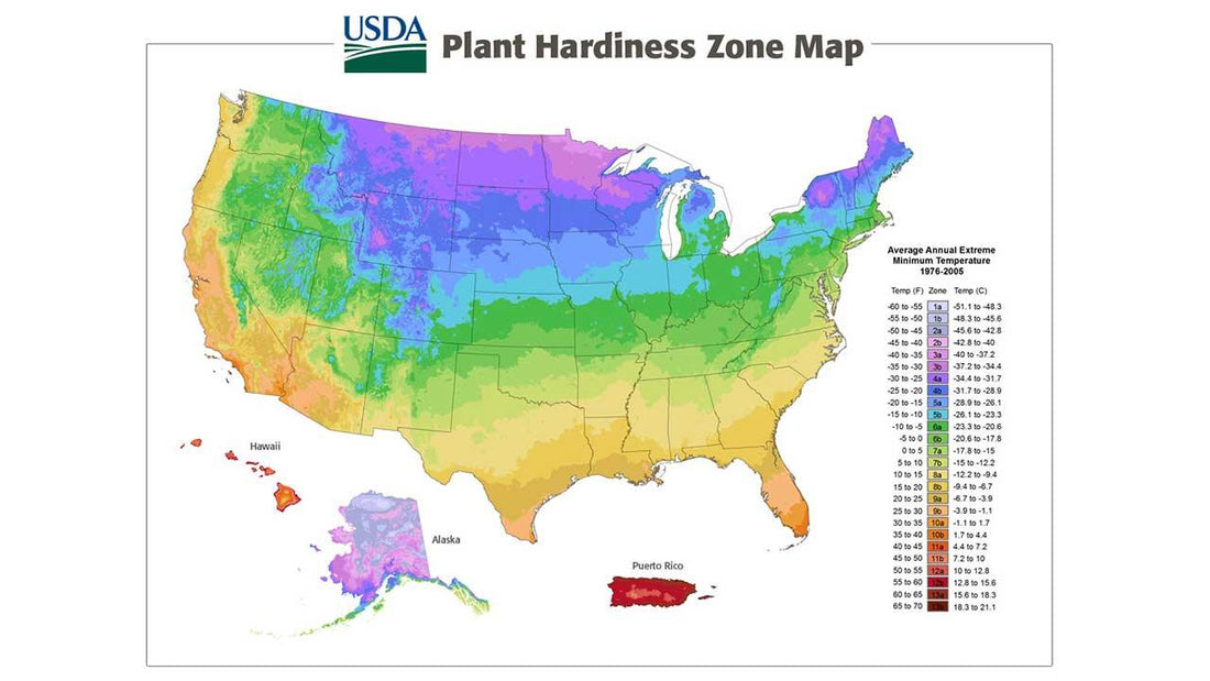 USDA plant hardiness zone map