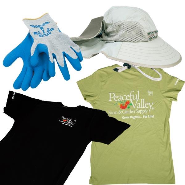 Garden shirts, hat, and gloves