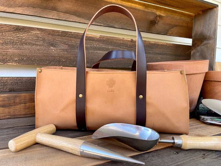 Garden Hand Tool Set - Hardwood and Stainless Leather Garden Bag (+ $65 ) The Celtic Farm