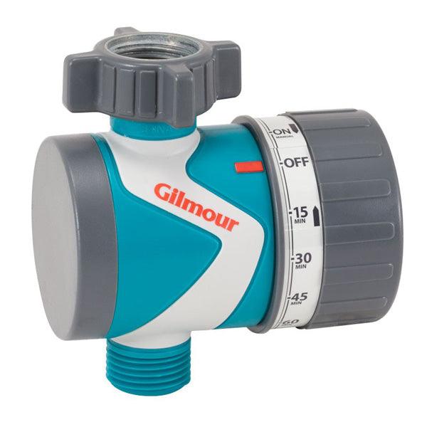 Mechanical hose timer with blue and gray controls