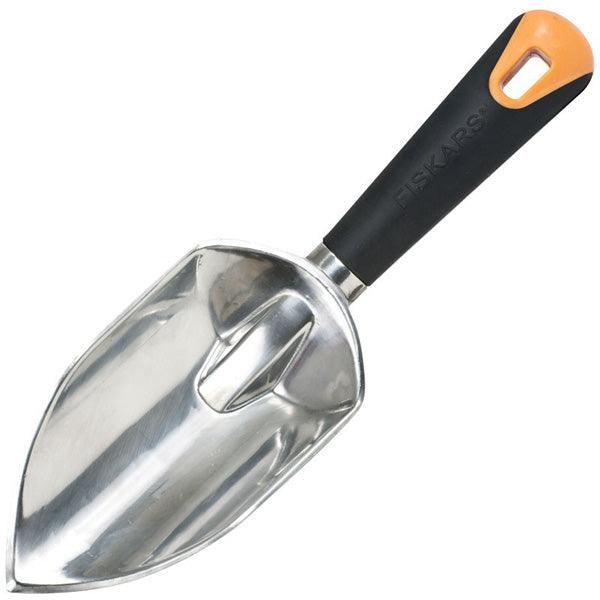 Metal garden scoop with black handle