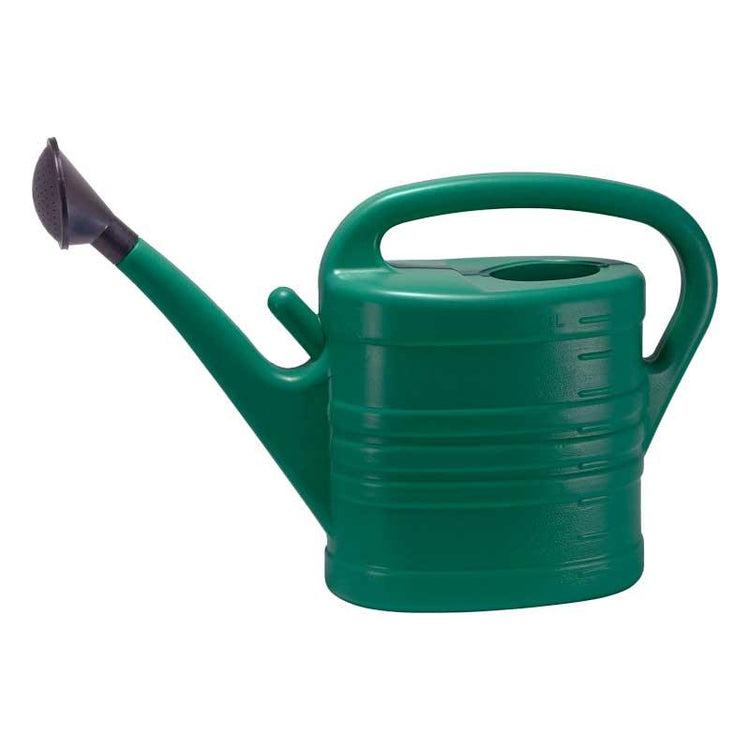 Green plastic watering can