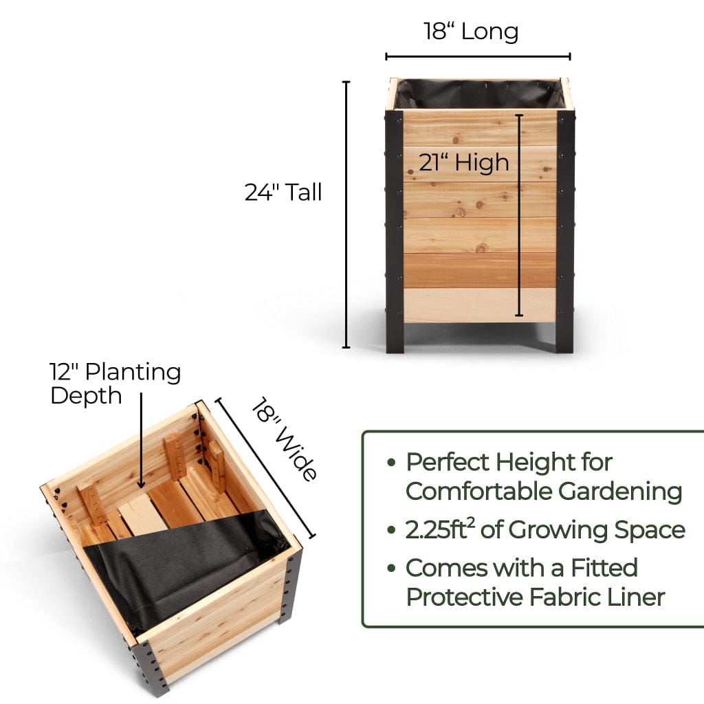 18″ x 18″ Planter Box - 24" TALL / Select Grade Cedar Planters
