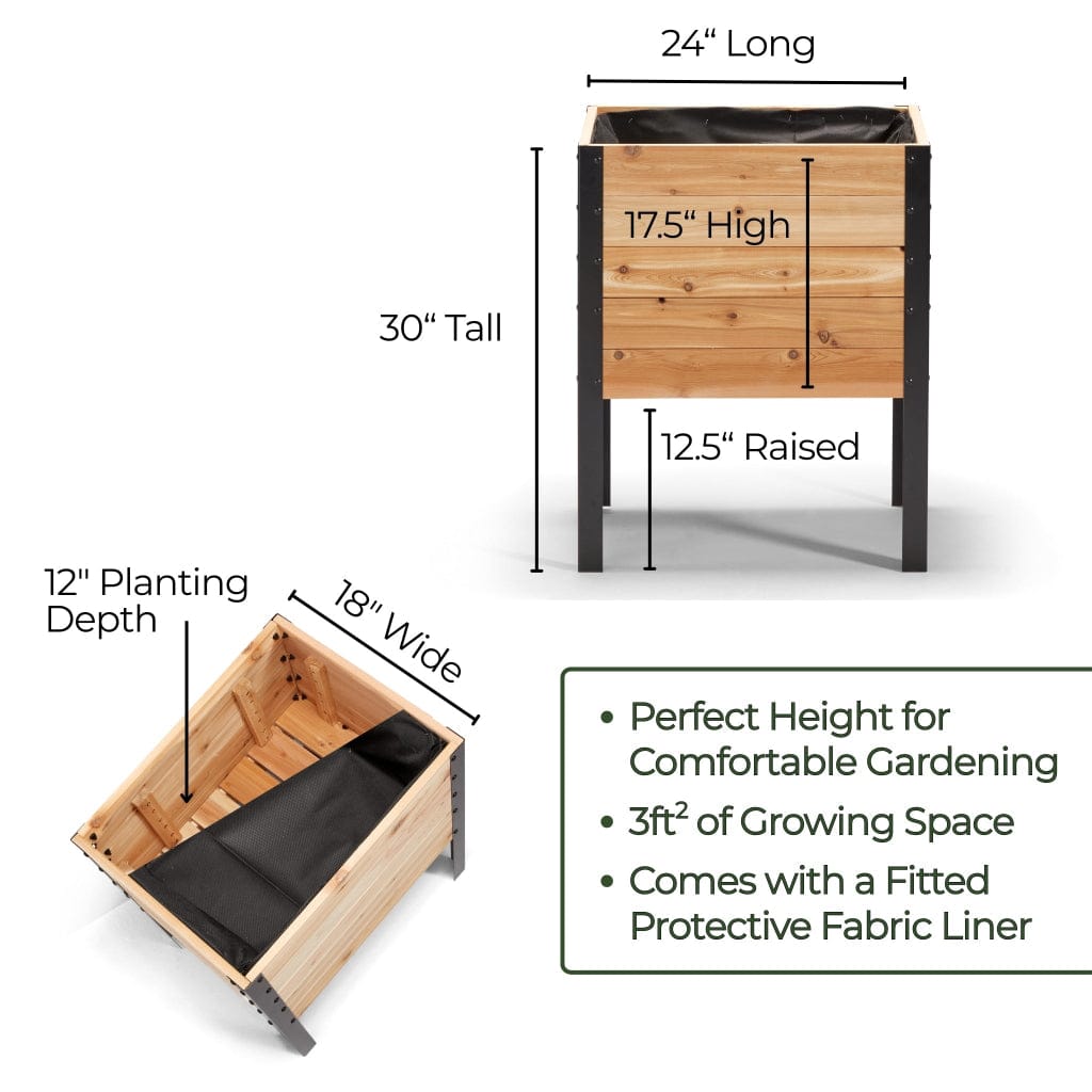 18″ x 24″ Deep Root Raised Garden Bed - 30″ TALL / Select Grade Cedar Planters