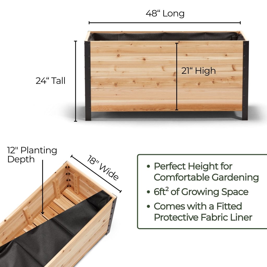 18" x 48" Planter Box - 24" TALL / Select Grade Cedar Planters