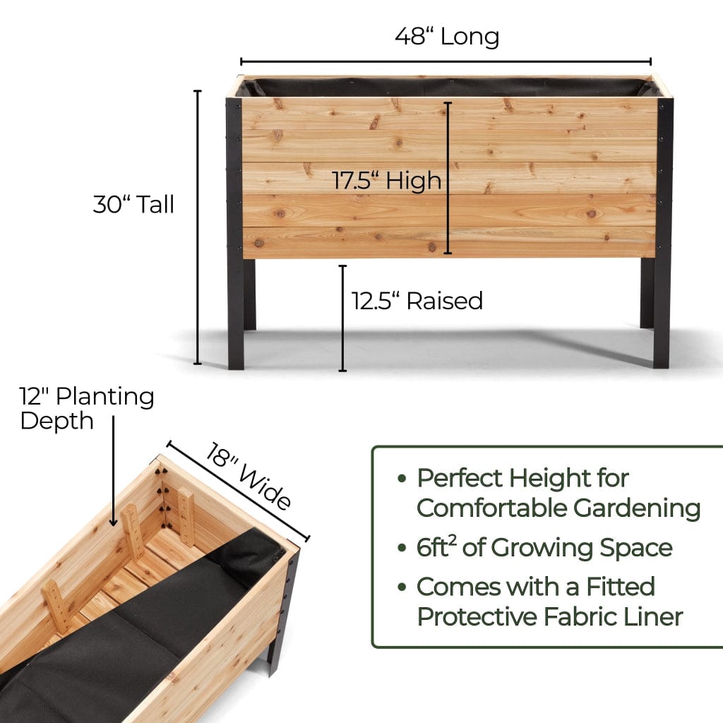 18″ x 48″ Deep Root Raised Garden Bed - 30″ TALL - Select Grade Cedar Planters