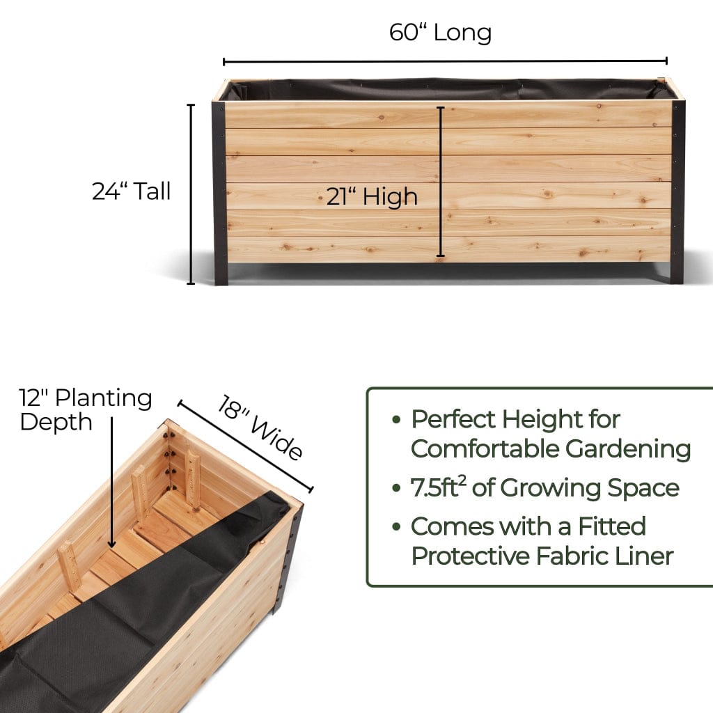 18" x 60" Planter Box - 24" TALL / Select Grade Cedar Planters