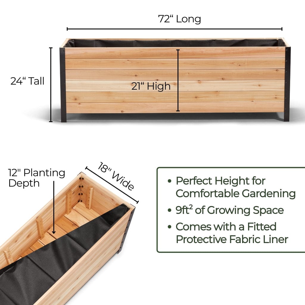 18" x 72" Planter Box - 24" TALL / Select Grade Cedar Planters