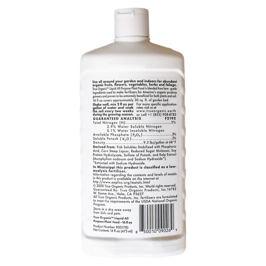 True Organic Liquid All-Purpose Plant Food 16 oz - Grow Organic