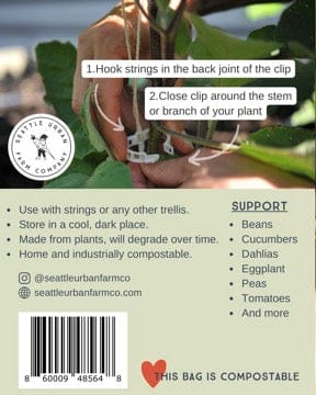 Compostable garden and trellis clips Seattle Urban Farm