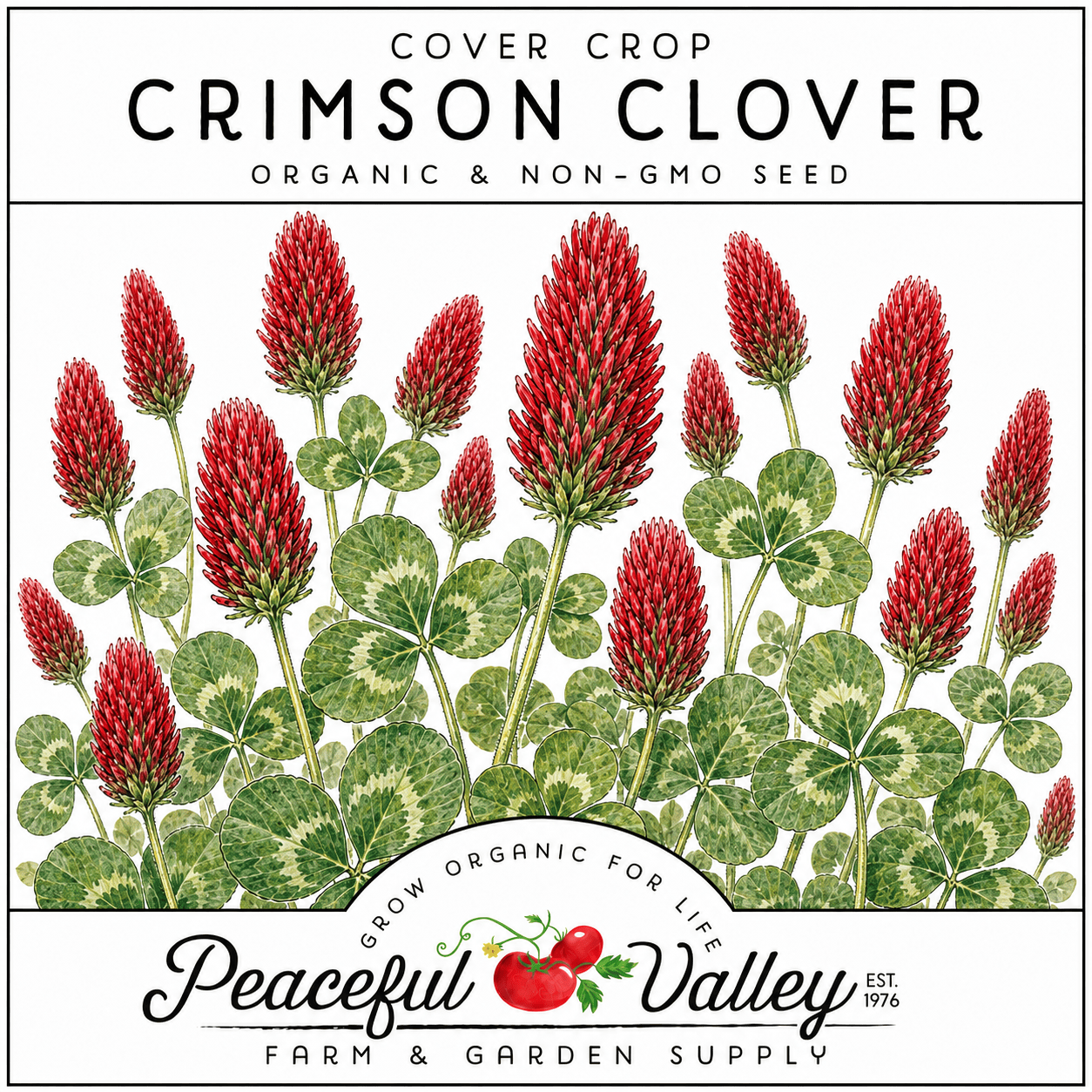 Peaceful Valley Cover Crop Stickers Crimson Clover Grow Organic