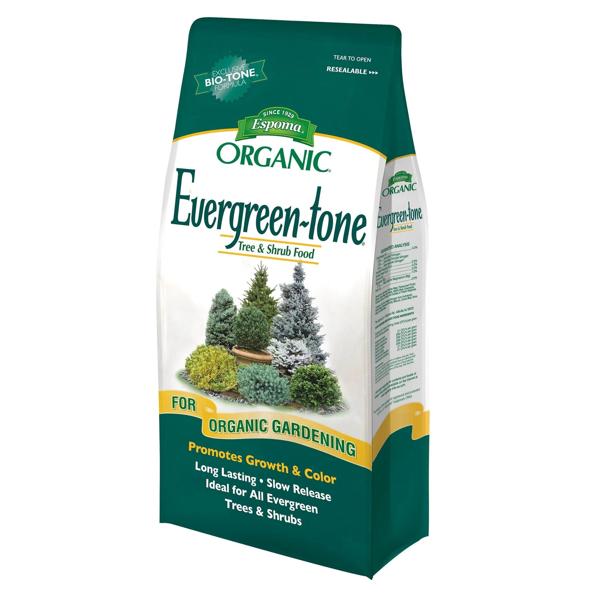 Espoma Organic Evergreen-tone 4-3-4 8lbs BFG Supply Co