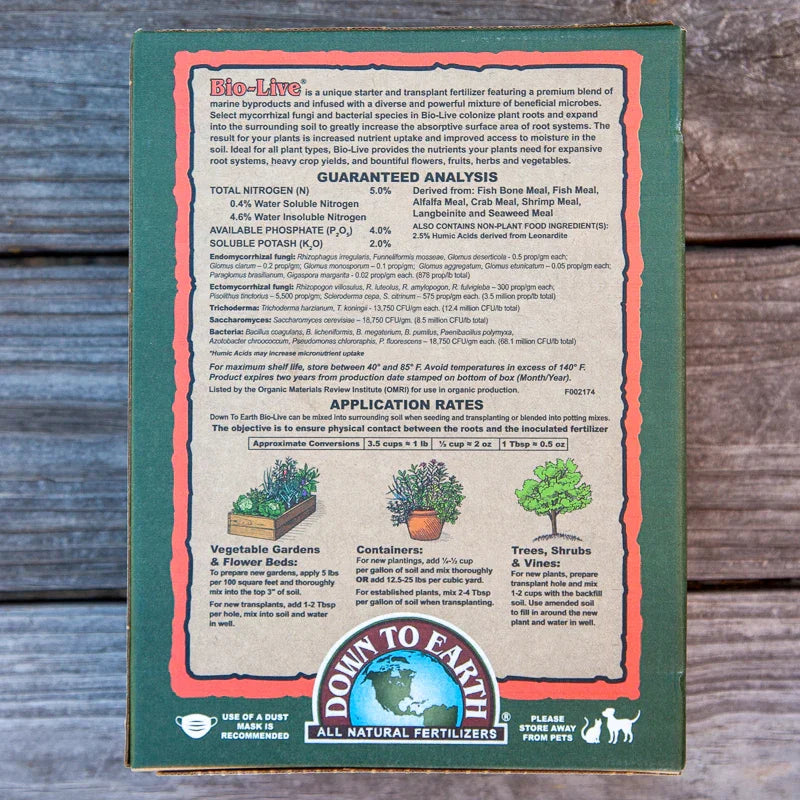 plant fertilizer information Down To Earth 4#Organic Bio Live 5-4-2