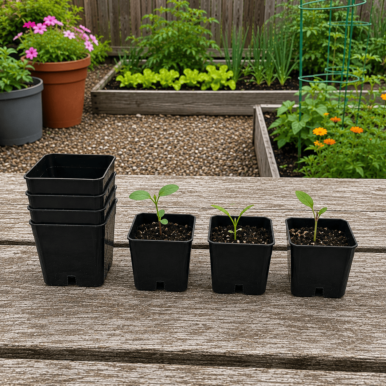 Square Plastic Pots - Anderson 2" Black Grow Organic
