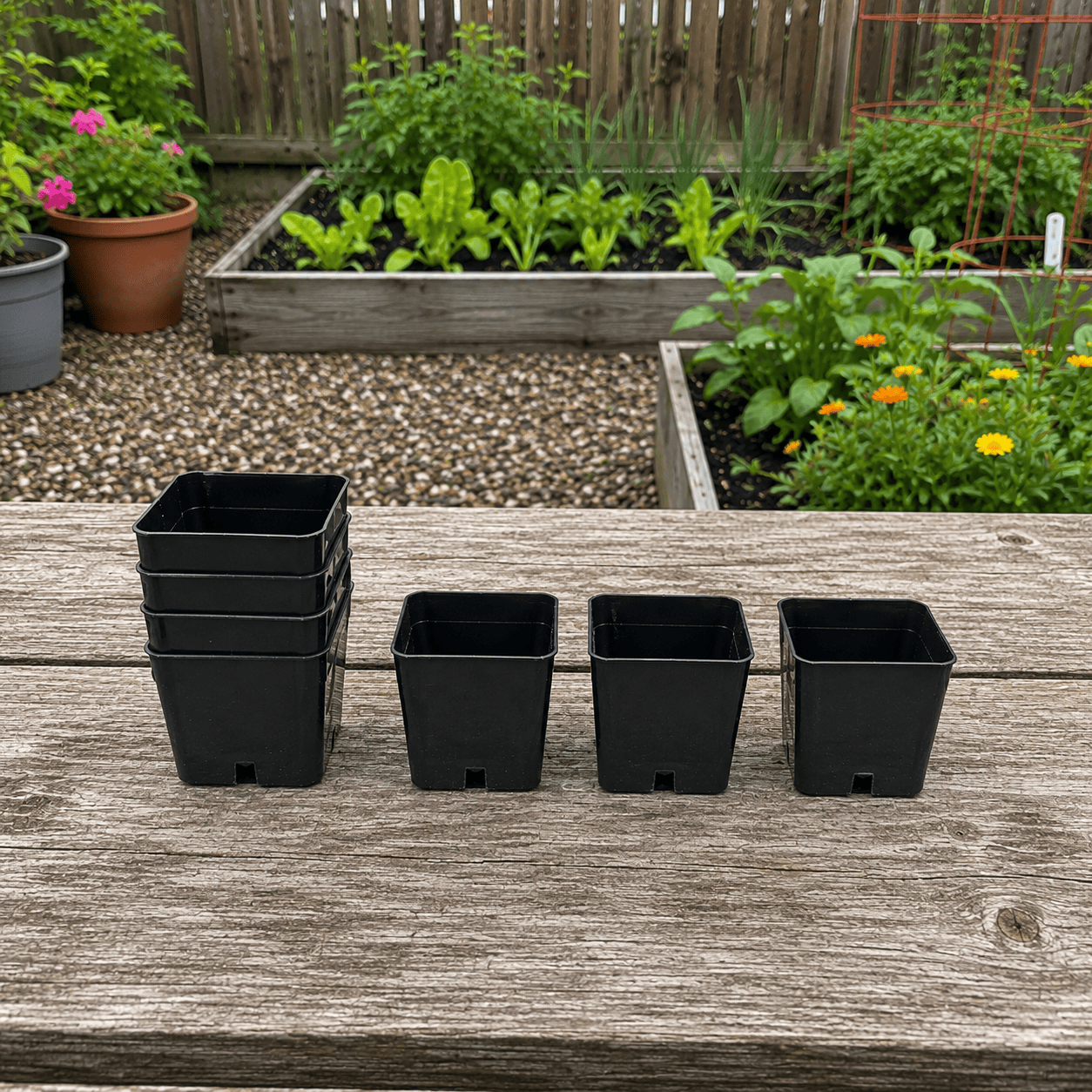 Square Plastic Pots - Anderson 2" Black Grow Organic