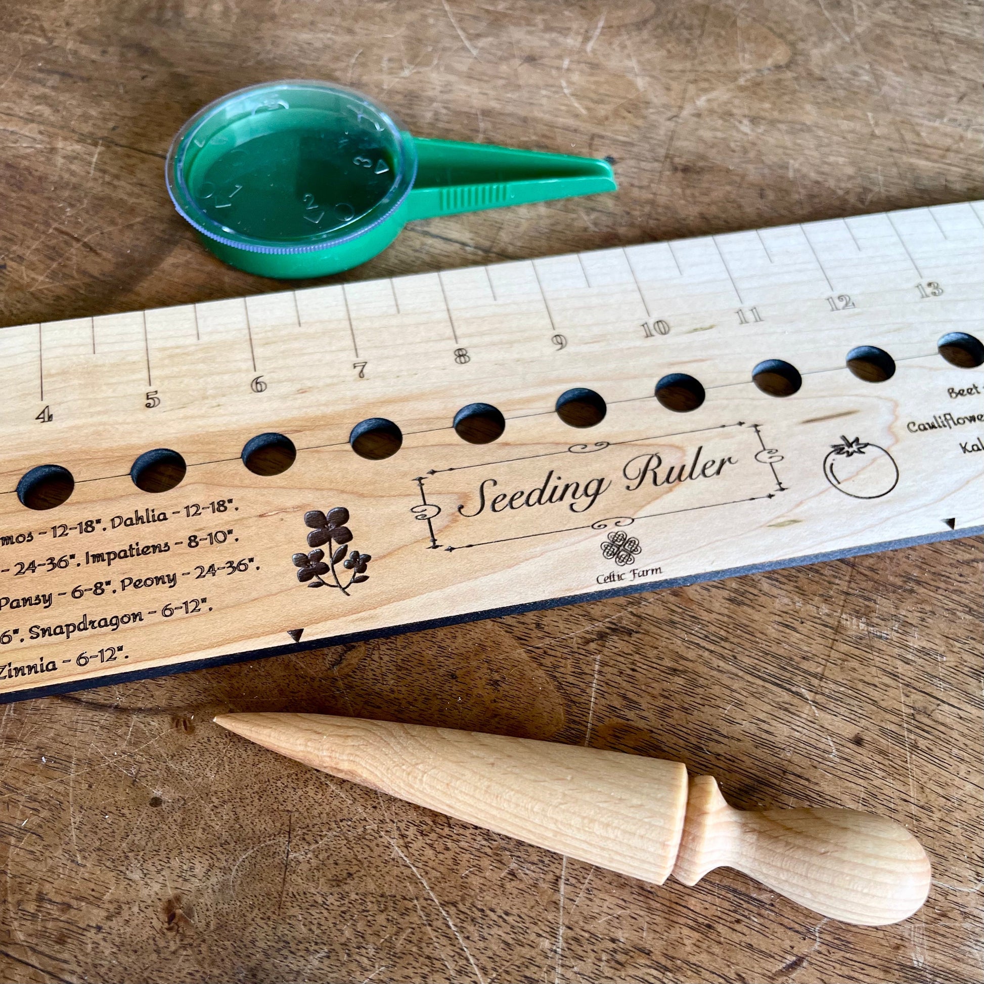 Seeding Gift Set - Dibble, Seeder and Ruler The Celtic Farm