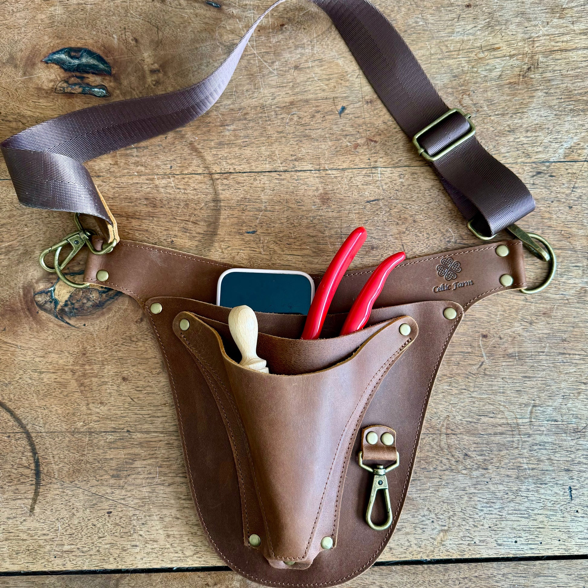 Ultimate Leather Garden Tool Belt & Holder - Extra Rivet Reinforced, Master Gardener Designed The Celtic Farm