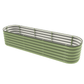 Gro-Rite green raised garden bed in a long, narrow layout