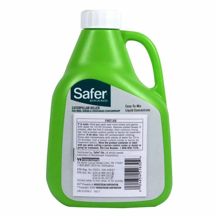 Safer Caterpillar Killer II (16 Oz Bottle) - Grow Organic back label