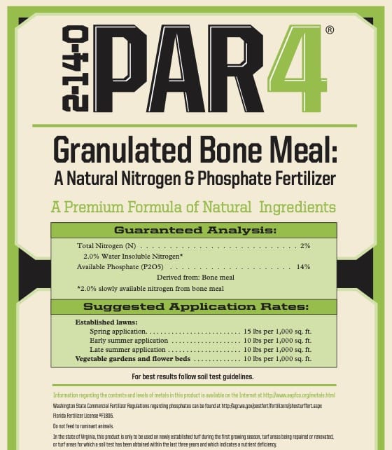 Par 4 Granulated Bone Meal 2-14-0 (5 lb bag) Grow Organic